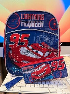 Disney Lightning McQueen Backpack and Pencil Case - Red, Blue